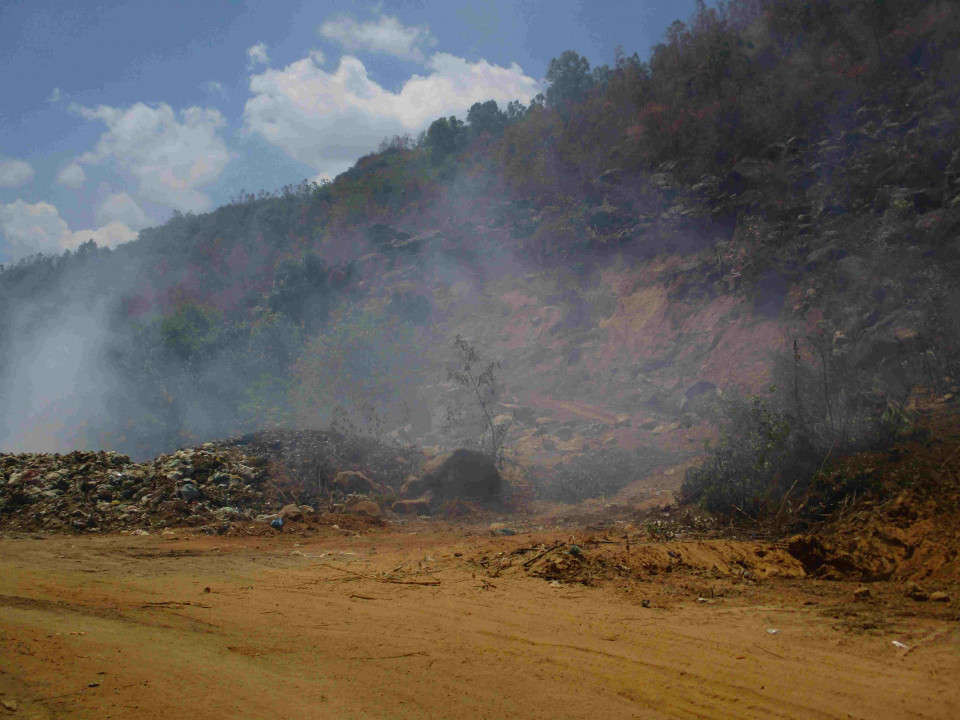 Cây cối xung quan núi bị cháy khô không có khả năng tái sinh