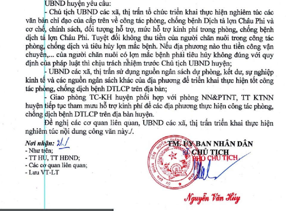 Để ngăn chặn kịp thời vấn nạn này, UBND huyện thăng Bình đã có công văn gửi UBND các xã, thị trấn