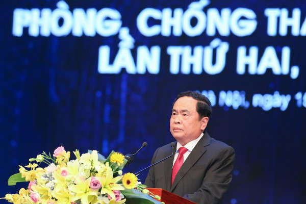 Đồng chí Trần Thanh Mẫn, Bí thư Trung ương Đảng, Chủ tịch Ủy ban Trung ương Mặt trận Tổ quốc Việt Nam phát biểu