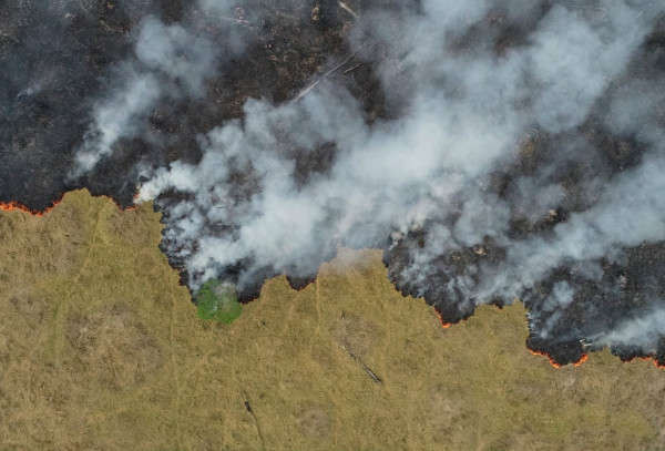 Toàn cảnh trên không cho thấy khói bốc lên từ một khu rừng ở Porto Velho. Ảnh: Ueslei Marcelino / Reuters