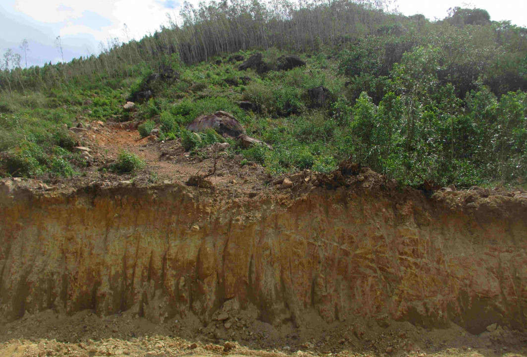 Khu vực Đèo Nhỏ núi An Ngữ đang bị khai thác đất với khối lượng khá lớn, có độ sâu từ 5-10 mét