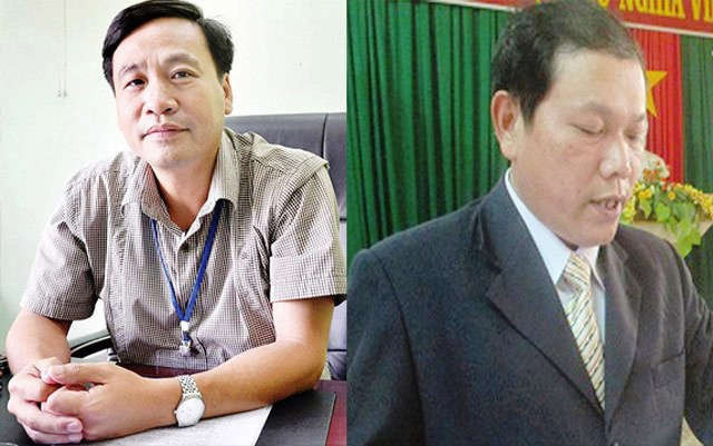 Ông Nguyễn Xuân Bắc (trái) và ông Hồ Văn Thịnh (phải), bị kỷ luật bằng hình thức khiển trách vì những sai phạm trong công tác thi tuyển giáo viên năm 2017 - 2018 của tỉnh Quảng Ngãi. Ảnh. CTV