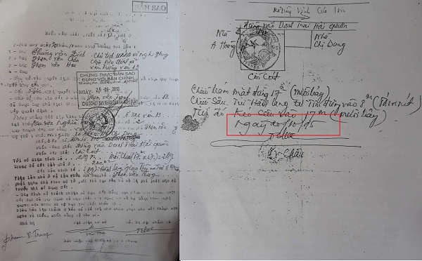 Biên bản giao đất của UBND xã Nghi Phong đối với ông Phạm Văn Trung (bố anh Thông) là ngày 20/10/1995