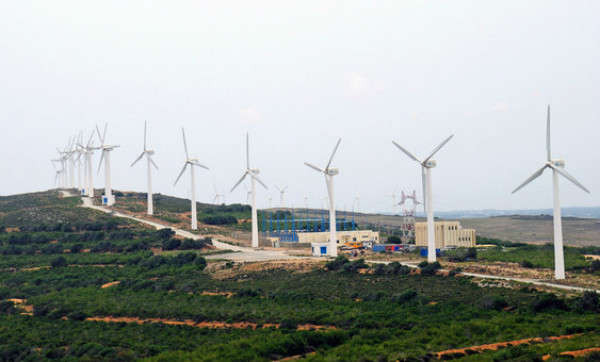 Một trang trại gió ở Tunisia tạo ra điện làm giảm sự phụ thuộc của đất nước vào năng lượng chạy bằng than. Ảnh: WB / Dana Smillie