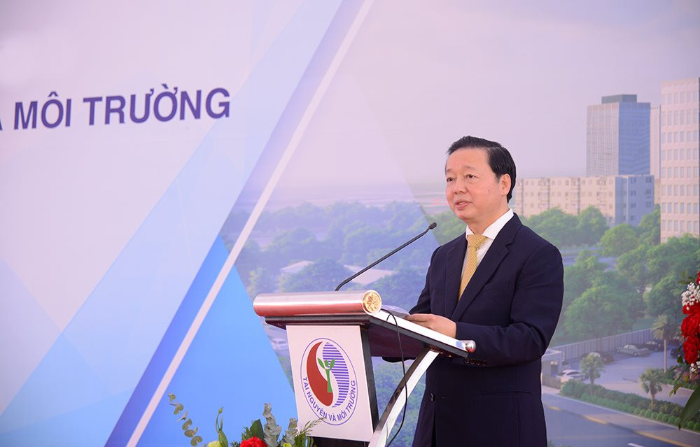 Bộ trưởng Bộ TN&MT Trần Hồng Hà phát biểu tại lễ khởi công