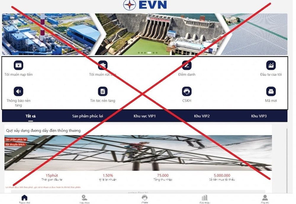 Xuất hiện website giả mạo, EVN khuyến cáo không nên giao dịch