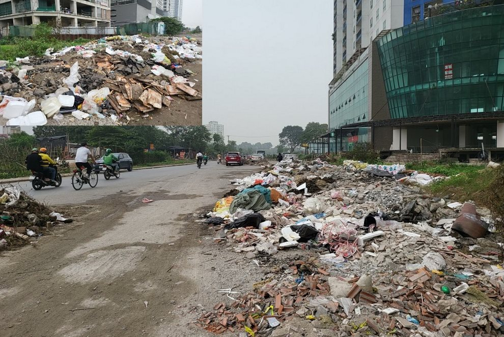 Hà Nội: Rác thải tràn lan trên tuyến đường Sa Đôi (quận Nam Từ Liêm)