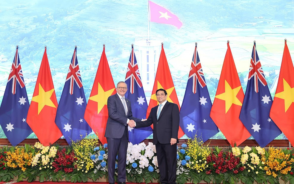Chùm ảnh: Thủ tướng Phạm Minh Chính đón, hội đàm với Thủ tướng Australia