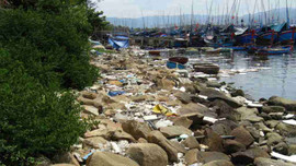 Bình Định: Rác thải nhựa ngập trắng cửa biển Tam Quan