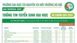 Đại học TN&MT Hà Nội thông báo tuyển sinh đại học chính quy năm 2021