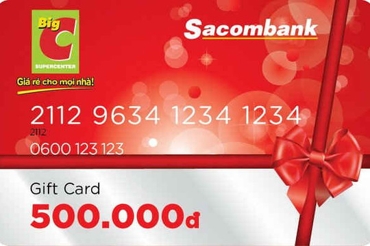 Sacombank phát hành thẻ quà tặng siêu thị Big C