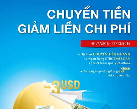 Vietinbank: Giảm phí chuyển tiền từ Đài Loan về Việt Nam