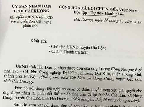 Hải Dương: Đề nghị UBND huyện Gia Lộc khẩn trương giải quyết quyền lợi cho người dân