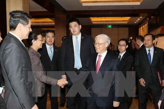 Tổng bí thư hoan nghênh doanh nghiệp Trung Quốc đầu tư vào Việt Nam