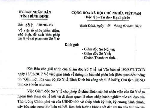 Vụ 22 CBNV Sở Y tế Bình Định đi lễ: Đề xuất biện pháp xử lý trước ngày 20-2