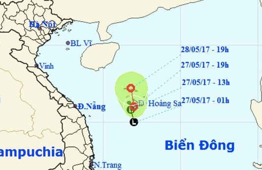 Thời tiết ngày 28/5: Áp thấp nhiệt đới đang mạnh dần thành bão