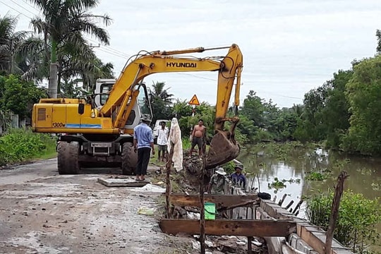 Bạc Liêu: sạt lở, hư hỏng đường tỉnh 976