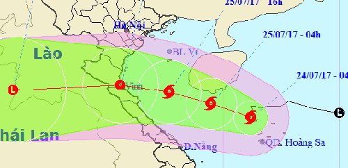 Thời tiết ngày 24/7: Khi nào bão số 4 sẽ vào đến đất liền?