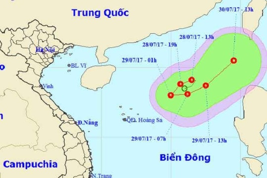 Thời tiết ngày 29/7: Áp thấp nhiệt đới đi lòng vòng trên biển