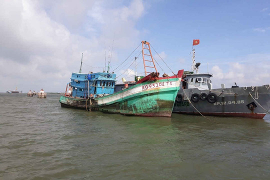 Phát hiện 04 tàu cá khai thác hải sản trái phép vùng biển nước ngoài