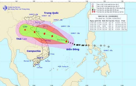 Tin bão khẩn, cơn bão số 10: Các tỉnh miền Trung mưa to