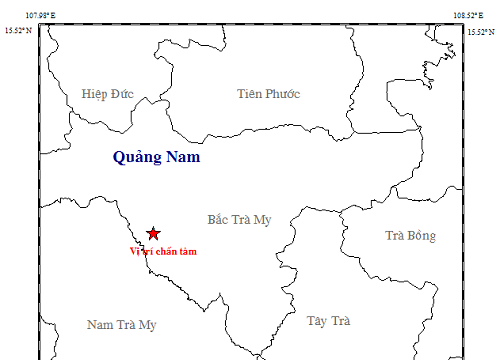 Quảng Nam: Động đất mạnh 2.8 độ richter ở huyện Bắc Trà My