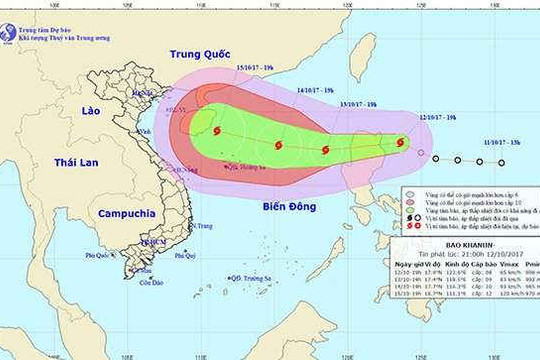 Áp thấp nhiệt đới mạnh thành bão Khanun và đang tiến vào Biển Đông