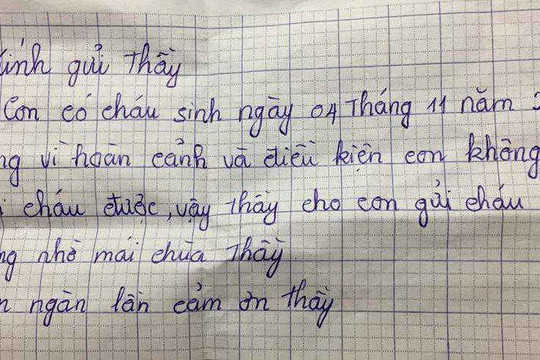 Hưng Yên: Tìm thân nhân bé sơ sinh cùng bức thư trước chùa