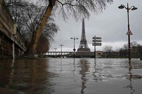 Nước sông Seine dâng cao, giao thông trên sông ngừng hoạt động, các trạm xe lửa đóng cửa