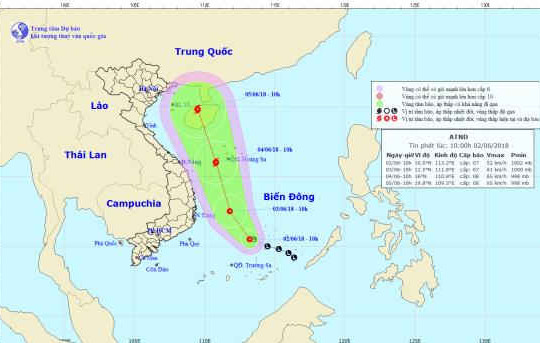 Tiếp tục cập nhật thông tin vùng áp thấp trên Biển Đông ngày 2/6: Vùng áp thấp đã mạnh lên thành áp thấp nhiệt đới