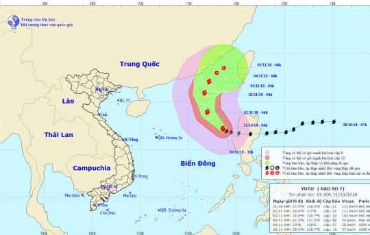 Bão số 7 (bão Yutu) đổi hướng trên Biển Đông