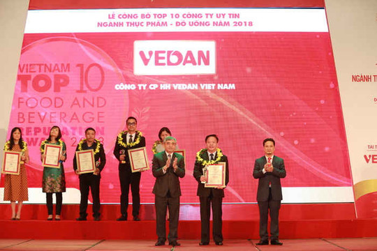 Vedan Việt Nam được vinh danh Top 10 công ty uy tín ngành thực phẩm - đồ uống 2018