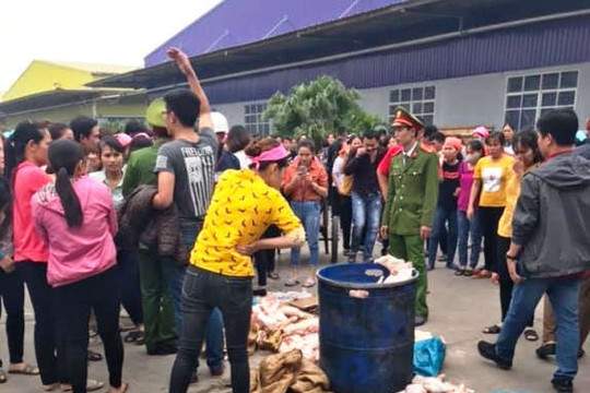 Ninh Bình: 1.000 công nhân bỏ ăn trưa vì nghi nhà bếp sử dụng thịt gà thối