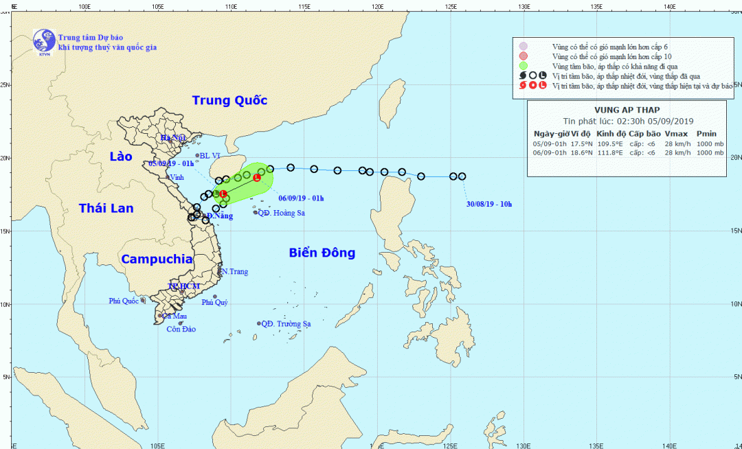 Dự báo thời tiết ngày 5/9: Trung Bộ tiếp tục mưa lớn do ảnh hưởng của vùng áp thấp