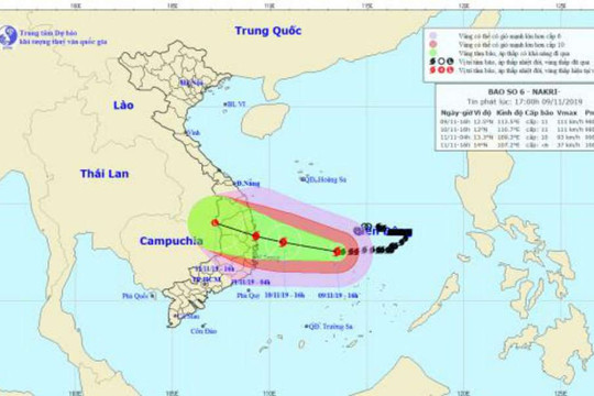 Từ chiều tối 10/11, bão số 6 ảnh hưởng trực tiếp ven biển các tỉnh Quảng Ngãi đến Khánh Hòa