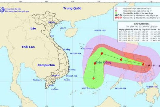 Siêu bão KAMMURI giật cấp 17 đang tiến nhanh vào biển Đông