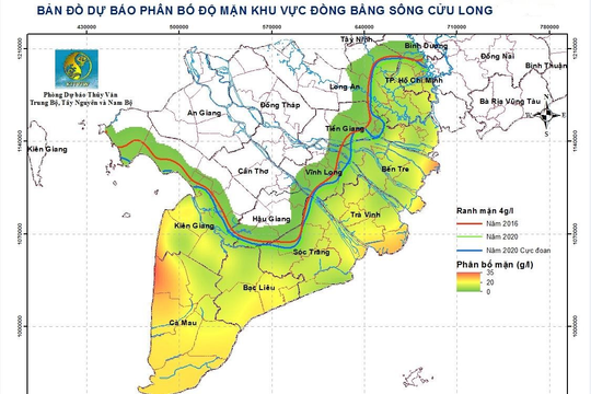 Xâm nhập mặn ở Đồng bằng sông Cửu Long sẽ ở mức độ sâu hơn, gay gắt hơn
