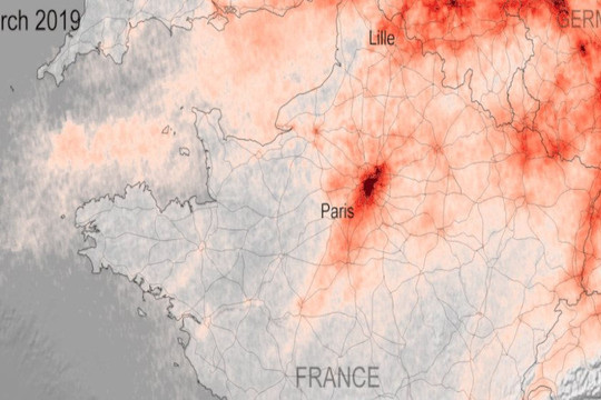 Hình ảnh vệ tinh cho thấy ô nhiễm không khí trên khắp châu Âu giảm do lệnh phong tỏa