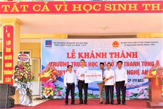 PV GAS tài trợ 5 tỷ đồng xây dựng Trường THCS xã Thanh Tùng, Thanh Chương, Nghệ An