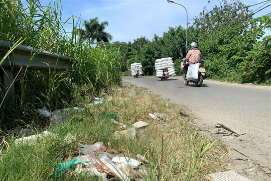 Nhếch nhác rác thải bủa vây chân cầu Thăng Long suốt nhiều năm