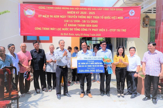 EVNGENCO 3 trao tặng hệ thống lọc nước nhiễm mặn cho tỉnh Tiền Giang