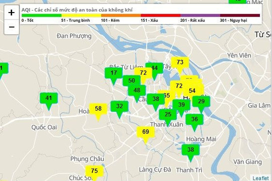 Chất lượng không khí Hà Nội ngày 3/8: Hầu hết các khu vực ở mức tốt