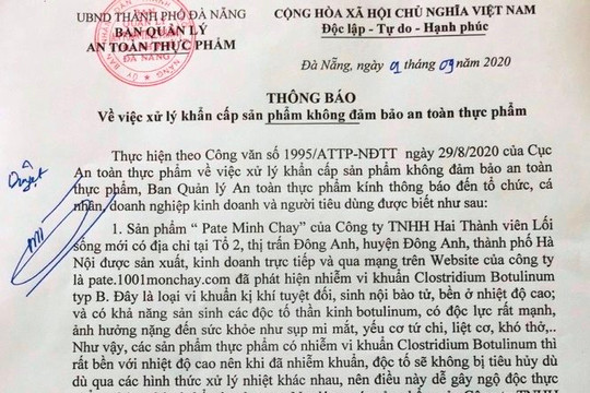 Đà Nẵng: Khẩn cấp kiểm tra lưu hành 13 sản phẩm liên quan đến công ty sản xuất Pate Minh Chay