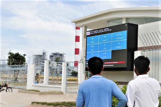  Nhiệt điện Vĩnh Tân đưa vào sử dụng Bảng điện tử thông số môi trường