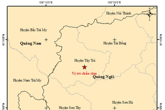 Quảng Ngãi : Chỉ trong vòng 5 tiếng đồng hồ đã xảy ra 4 trận động đất tại huyện Tây Trà