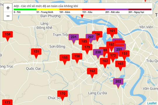 Không khí ở Hà Nội ở ngưỡng rất xấu, khuyến cáo người dân không ra ngoài