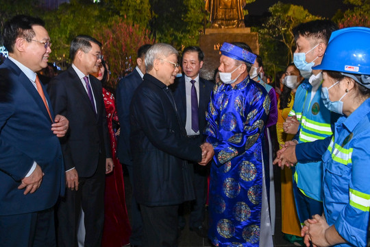 Tổng bí thư, Chủ tịch nước Nguyễn Phú Trọng thăm, chúc Tết Đảng bộ, Chính quyền và Nhân dân Thủ đô