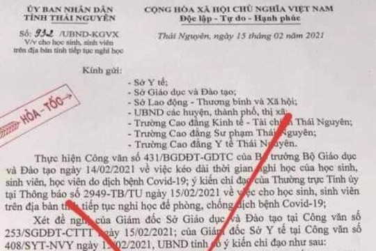 Thái Nguyên: Khẩn trương truy tìm, triệu tập đối tượng làm giả văn bản của UBND tỉnh 