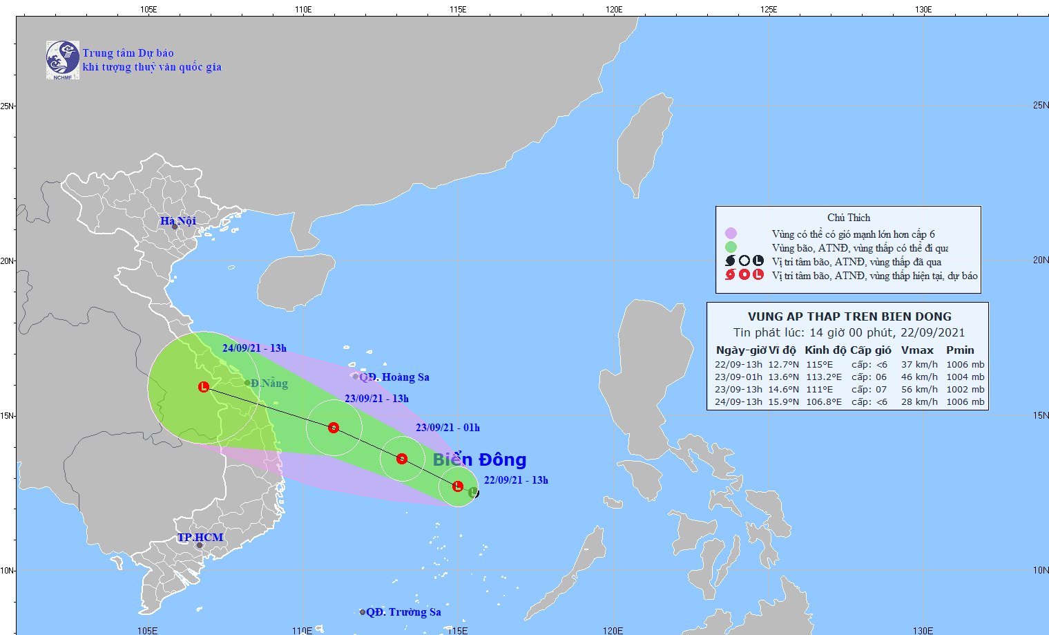 Áp thấp nhiệt đới gây mưa rất to từ Hà Tĩnh đến Bình Định