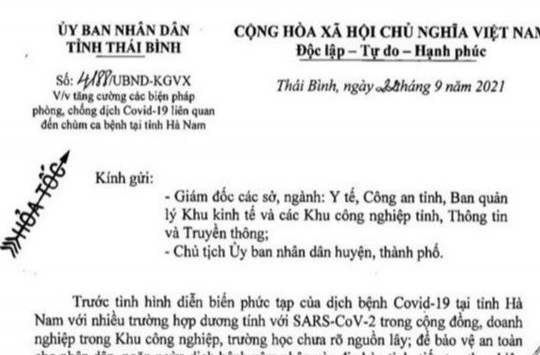 Thái Bình: Dừng hoạt động trở lại một số dịch vụ sau khi Hà Nam xuất hiện “ổ dịch”